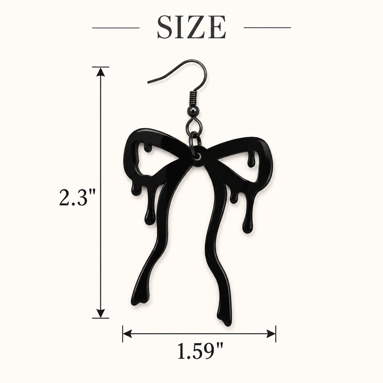 Black Drip Bow Earrings | Glossy Halloween Acrylic Earrings