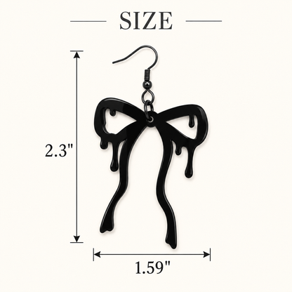 Black Drip Bow Earrings | Glossy Halloween Acrylic Earrings