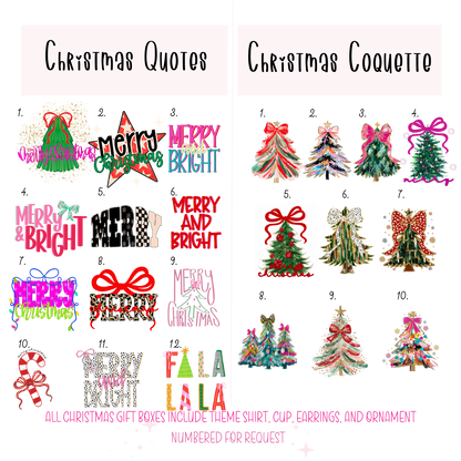 Women’s Christmas Gift Box | Pick Your Theme | Tee + Tumbler + Ornament + Earrings | Cute Holiday Gift Ideas