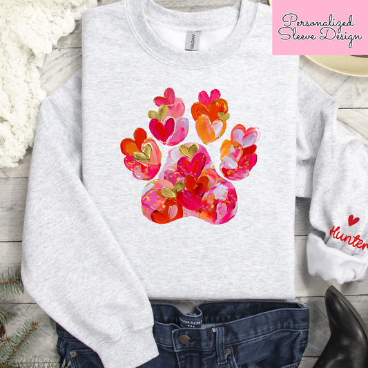 personalized valentine dog sweatshirt on ash gray crewneck