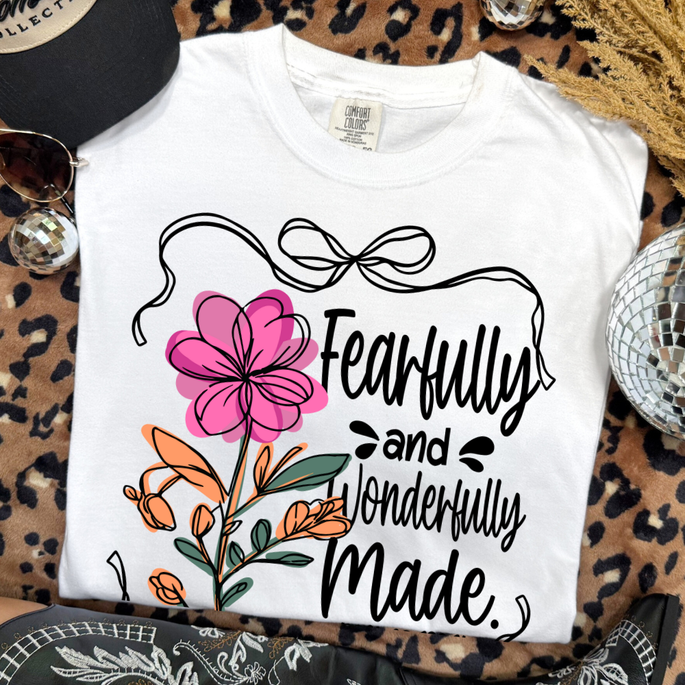 Fearfully & Wonderfully Made Christian Tee | Floral Bible Verse Shirt | Women’s Faith Apparel