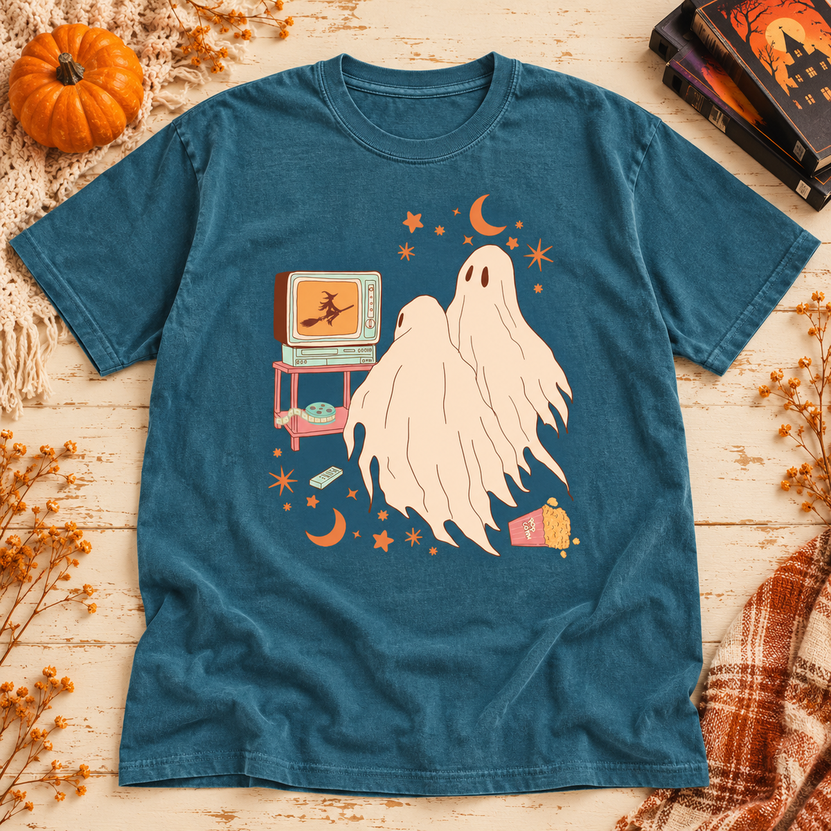 Lagoon Comfort Colors Halloween T-shirt featuring Ghost Movie Night Pastel