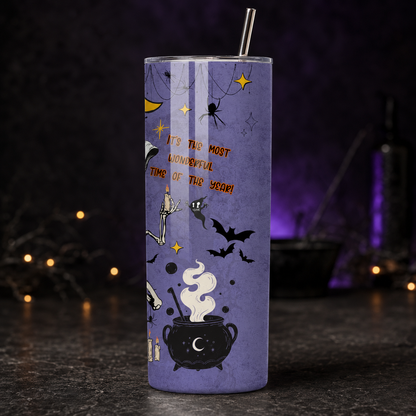 Most Wonderful Time of the Year Skeleton Halloween 20oz Tumbler