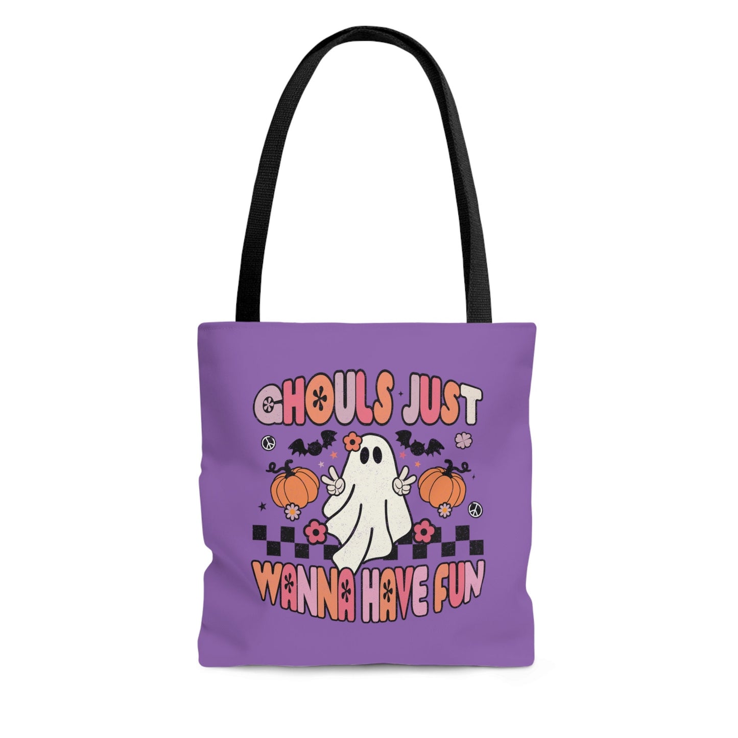 Halloween Tote Bag, Ghouls Just Wanna Have Fun Trick or Treat Halloween Candy Bag, Retro Tote Bag Canvas Ghost Bag
