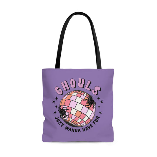 Halloween Tote Bag, Ghouls Just Wanna Have Fun Trick or Treat Halloween Candy Bag, Retro Tote Bag Canvas Spiker Bag