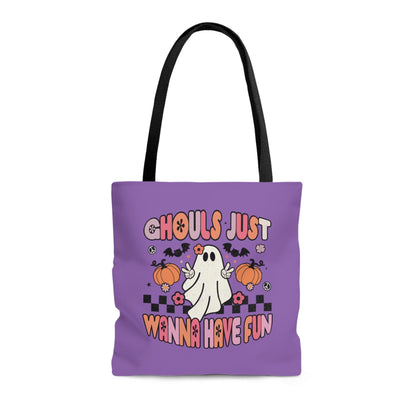 Halloween Tote Bag, Ghouls Just Wanna Have Fun Trick or Treat Halloween Candy Bag, Retro Tote Bag Canvas Ghost Bag
