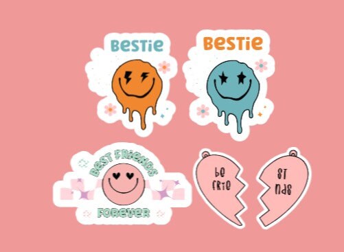 13 Bestie Vinyl Stickers Best Friend Stickers | Bestie BFF Stickers | Friendship Sticker Set | Best Friend Retro Sticker | Best Friend Gift