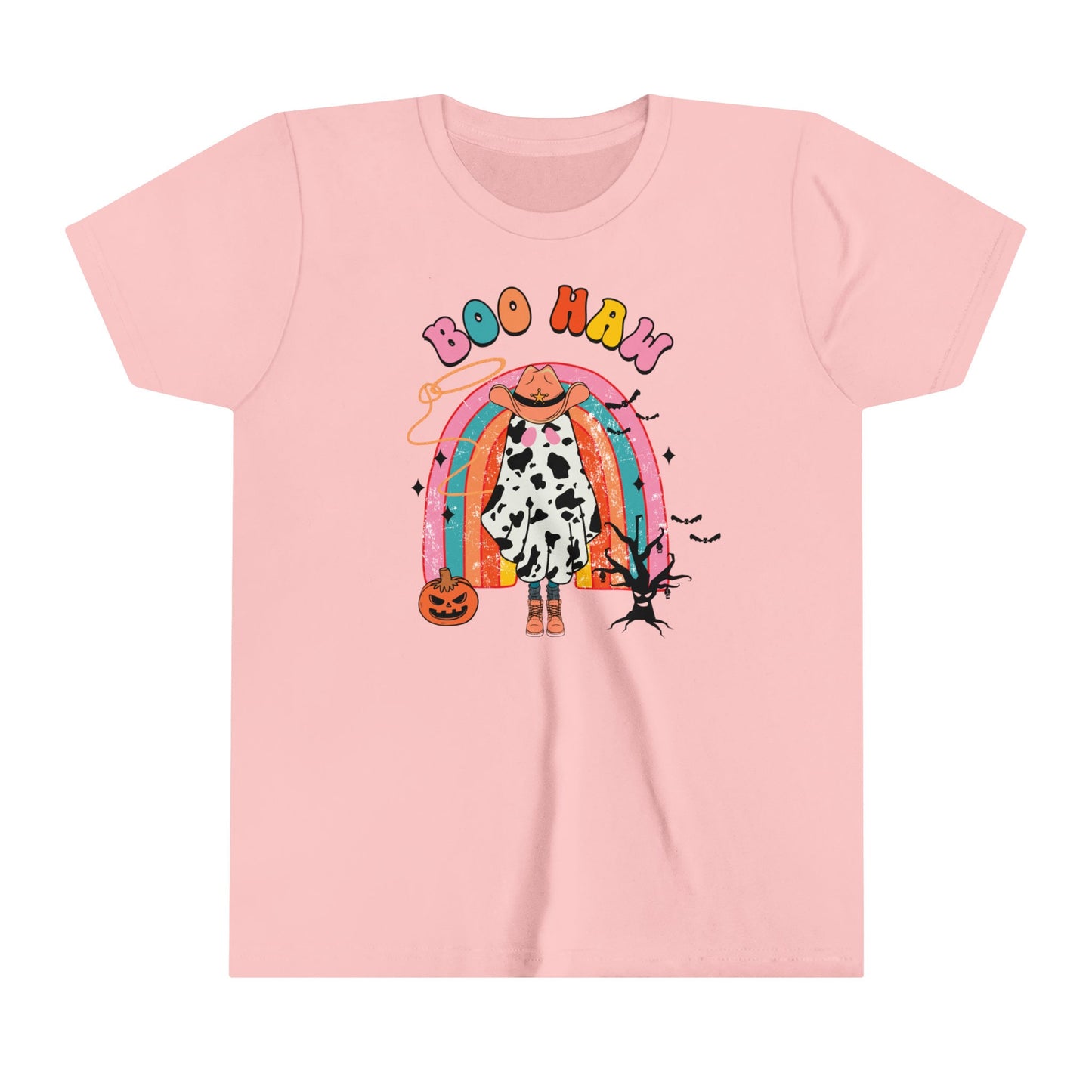 Boo Haw Girls Tee - Retro Western Halloween - Vintage-Inspired Cowgirl Ghost Shirt