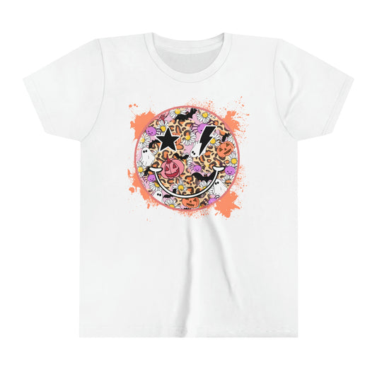 Animal Print Ghost & Pumpkin Tee - Retro Halloween Happy Face - Vintage-Inspired Girls' Shirt