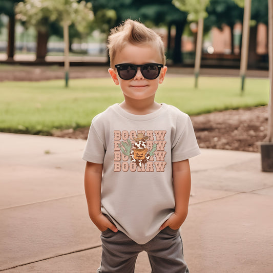 Boo Haw Western Halloween Tee - Kids Unisex - Cowboy Ghost Design - Spooky Rodeo Shirt