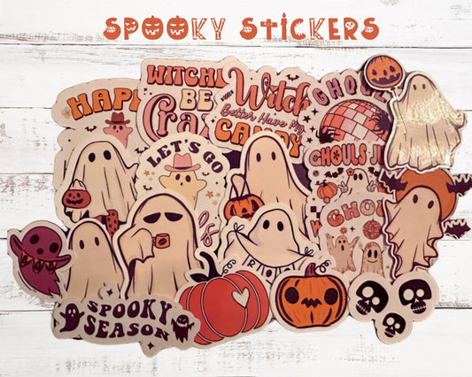 20 Punny Stickers Funny Retro Halloween Sticker Pack, Cute Spooky Stickers, Waterproof Vinyl Sticker Pack, Halloween Gift