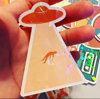 90s Retro Sticker Pack Nostalgia Sticker Pack - 22 Pack Holographic Stickers -Vintage 90's Baby Rollerskates, Ringpop, vhs, Hippie Stickers