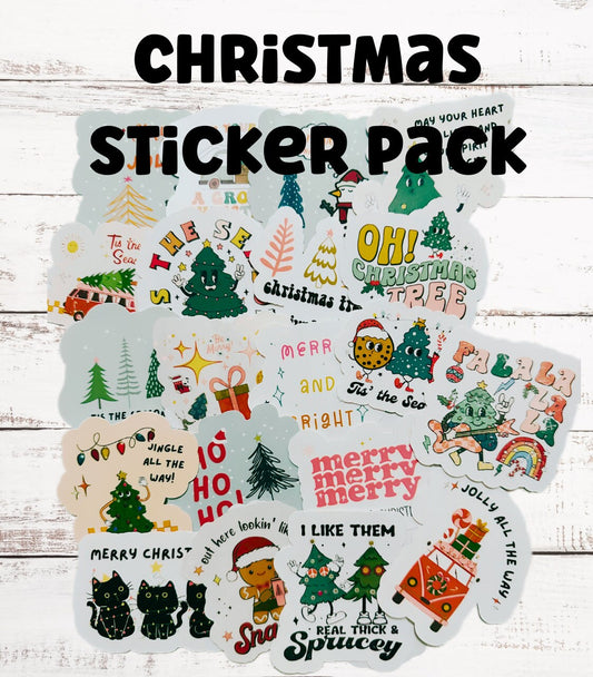 Cute Christmas Sticker Pack - Retro Vintage Holiday Stickers - Waterproof Vinyl - Perfect for DIY Advent Calendars & Gift Baskets