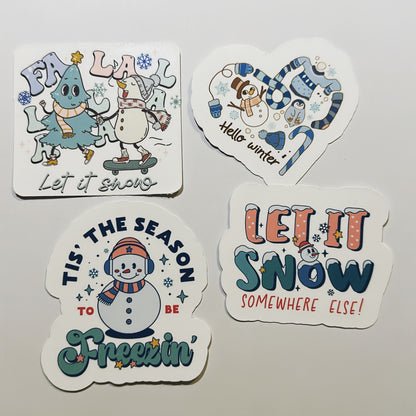 Cute Winter Sticker Pack - Retro Vintage Holiday Stickers - Waterproof Vinyl - Perfect for DIY Advent Calendars & Gift Baskets