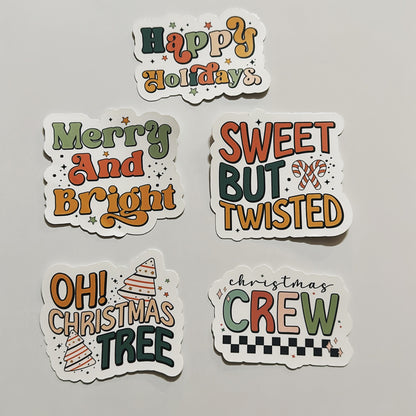 20 Cute Christmas Sticker Pack - Retro Funny Holiday Stickers - Waterproof Vinyl - Perfect for DIY Advent Calendars & Gift Baskets