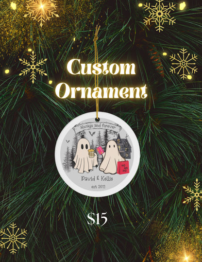 Haunted Love: Married Ghost Ornament - A Unique Engagement and First Christmas Gift for Ghost-Loving Couples!