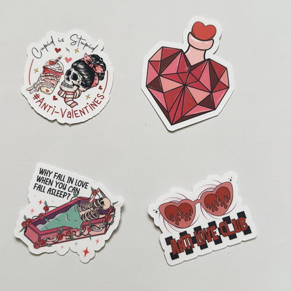 20 Pack of Stickers, Anti-Valentine's Day Planner Stickers, Gothic Stickers Pack, Galentine's Day, Skeleton Tumbler Stickers, Water Bottle