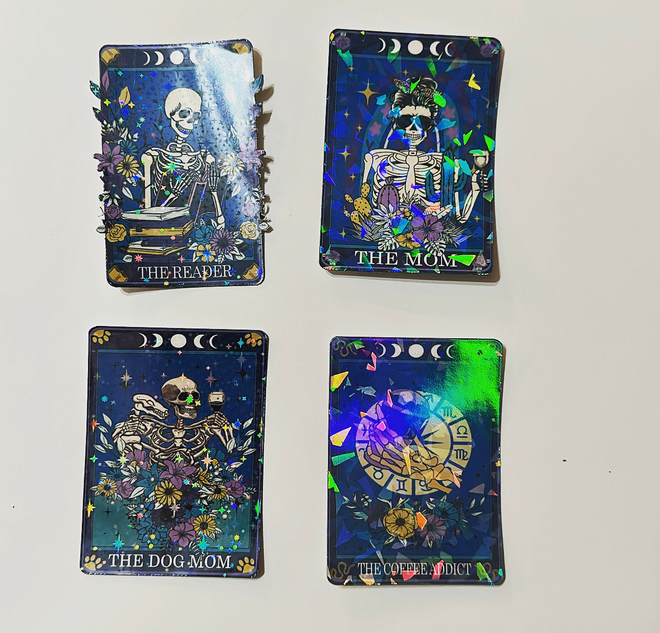 Holographic Skeleton Tarot Card Set | Witchy Aesthetic Cards | Collectible Foil Cards for Gifts & Decor