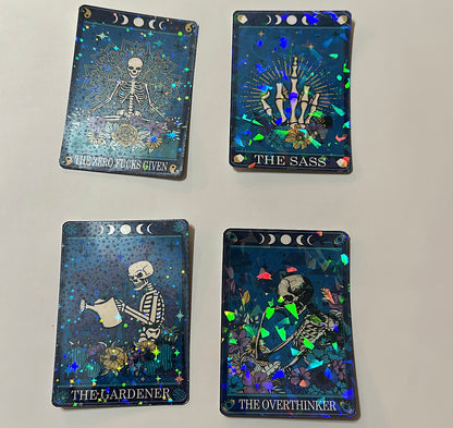Holographic Skeleton Tarot Card Set | Witchy Aesthetic Cards | Collectible Foil Cards for Gifts & Decor