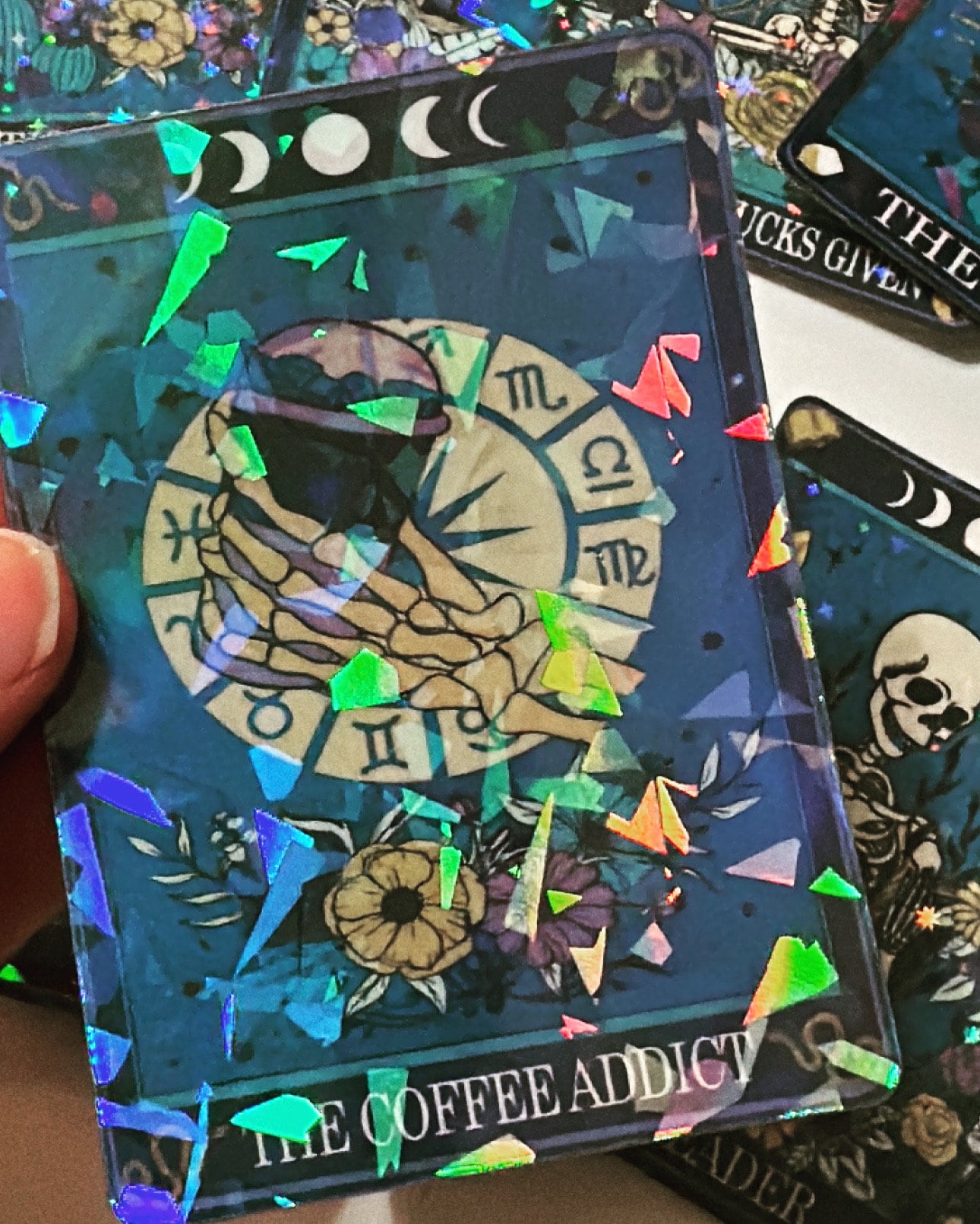 Holographic Skeleton Tarot Card Set | Witchy Aesthetic Cards | Collectible Foil Cards for Gifts & Decor