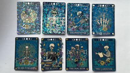Holographic Skeleton Tarot Card Set | Witchy Aesthetic Cards | Collectible Foil Cards for Gifts & Decor