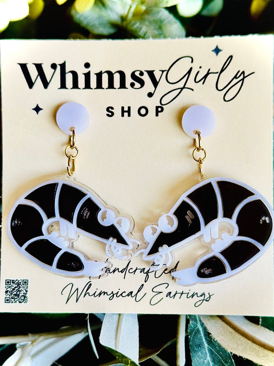 Handcrafted Shrimp Earrings - Funky Statement Earrings - Beach Lover Gift - Quirky Shrimp Earrings - Funny Acrylic Jewelry