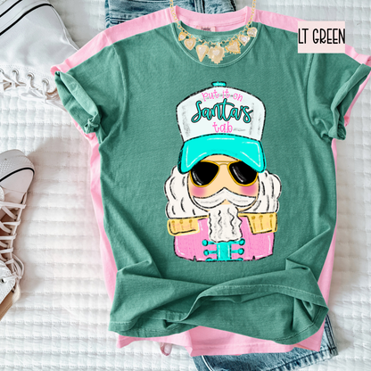 Peppy Santa’s Tab Christmas Tee – Cute Cool Santa Girl Holiday Shirt – Trendy Comfort Colors Christmas Top