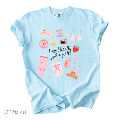 Literally Just a Girl Graphic Tee | Pink Girly Doodles Shirt | Cute Casual Outfit