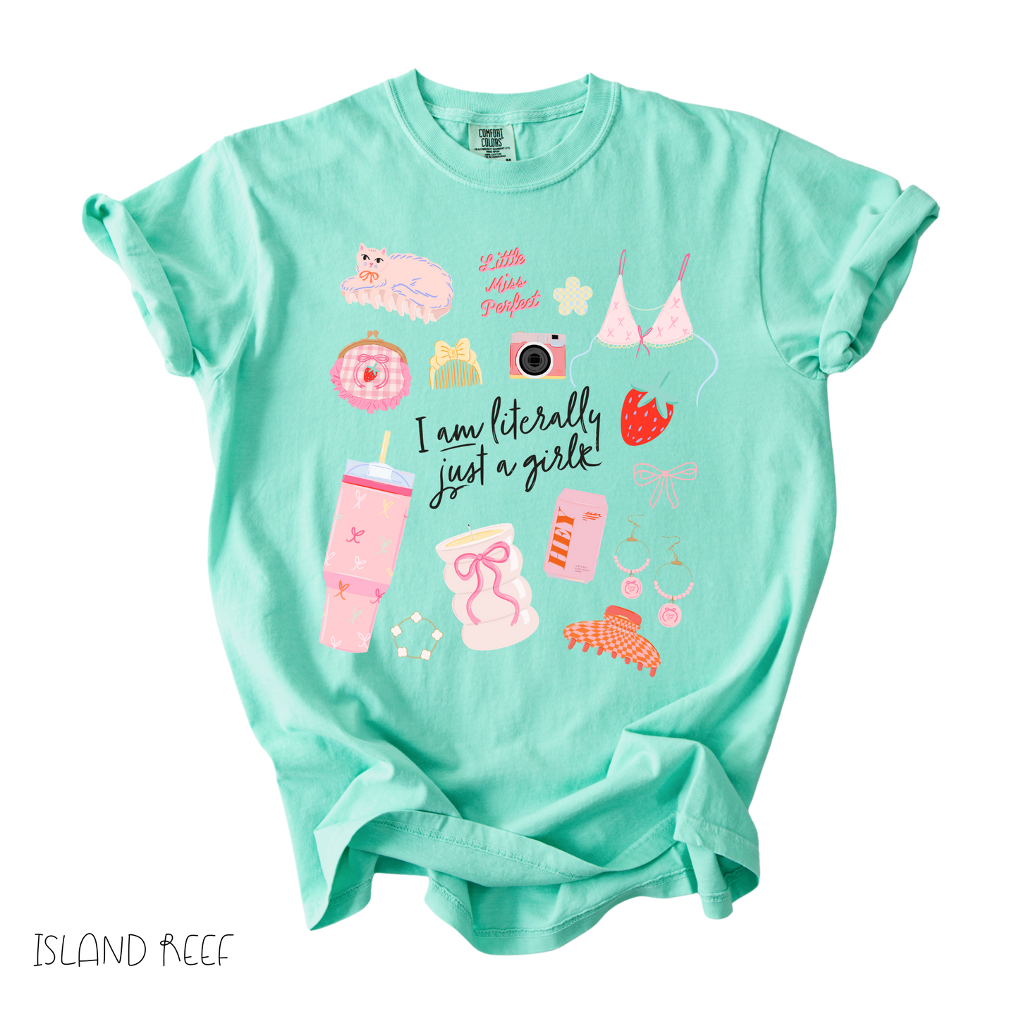 Literally Just a Girl Graphic Tee | Pink Girly Doodles Shirt | Cute Casual Outfit