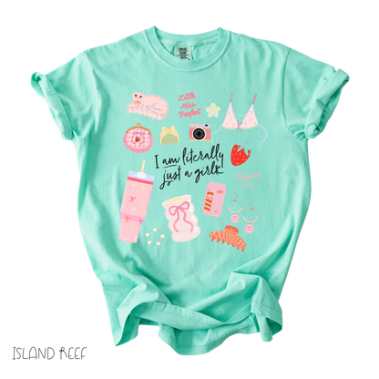 Literally Just a Girl Graphic Tee | Pink Girly Doodles Shirt | Cute Casual Outfit