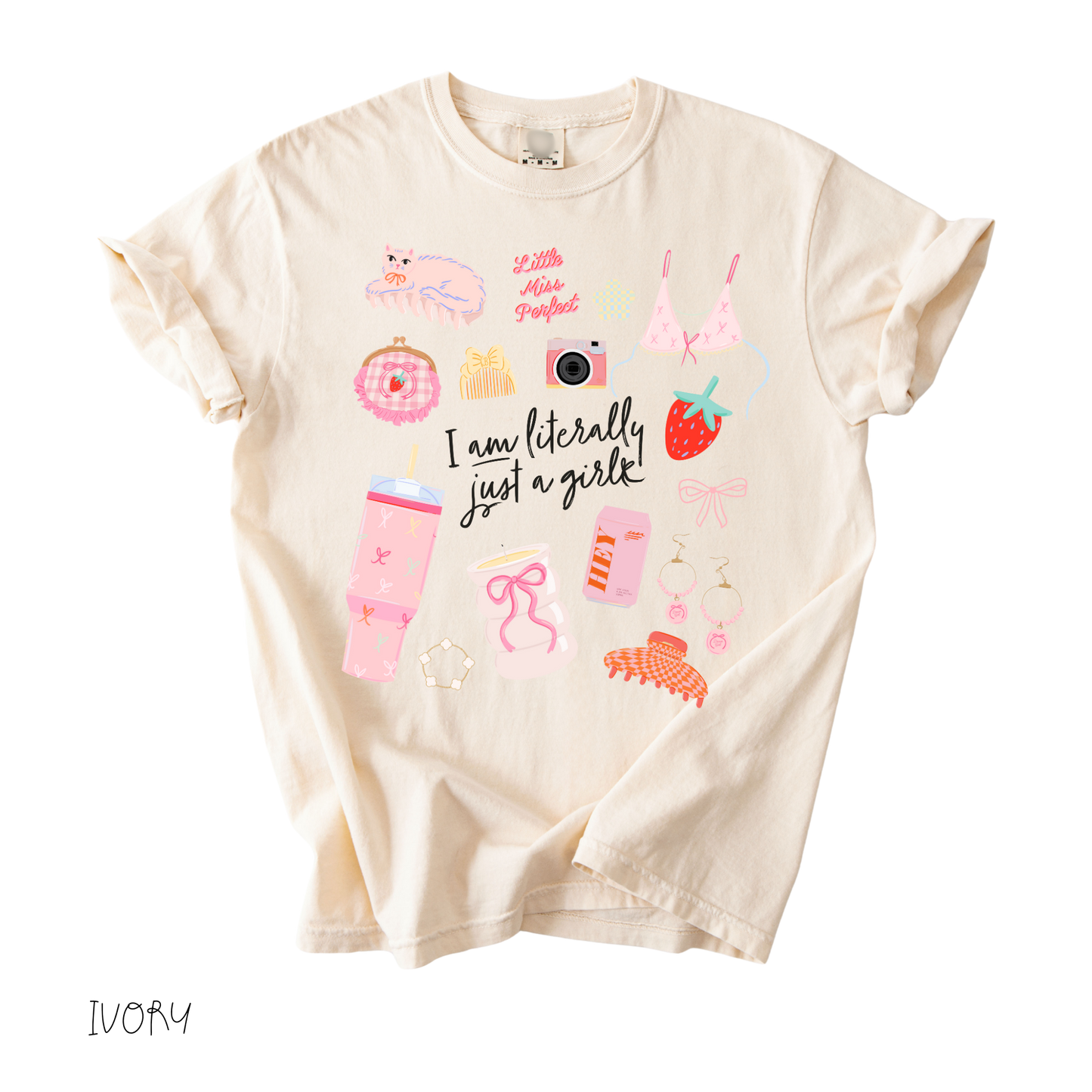 Literally Just a Girl Graphic Tee | Pink Girly Doodles Shirt | Cute Casual Outfit