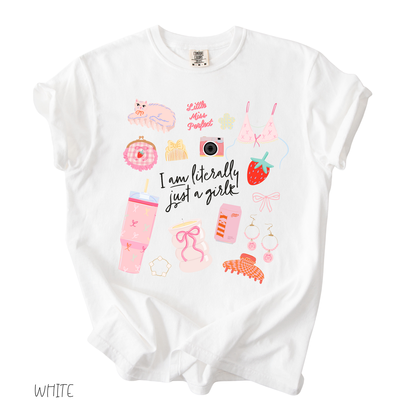 Literally Just a Girl Graphic Tee | Pink Girly Doodles Shirt | Cute Casual Outfit