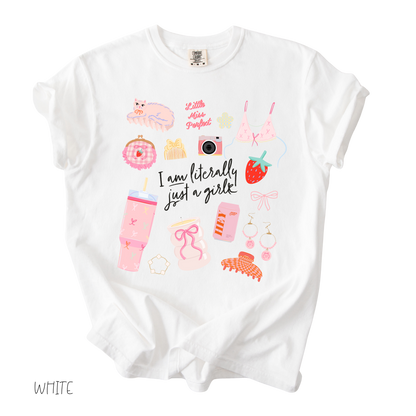 Literally Just a Girl Graphic Tee | Pink Girly Doodles Shirt | Cute Casual Outfit