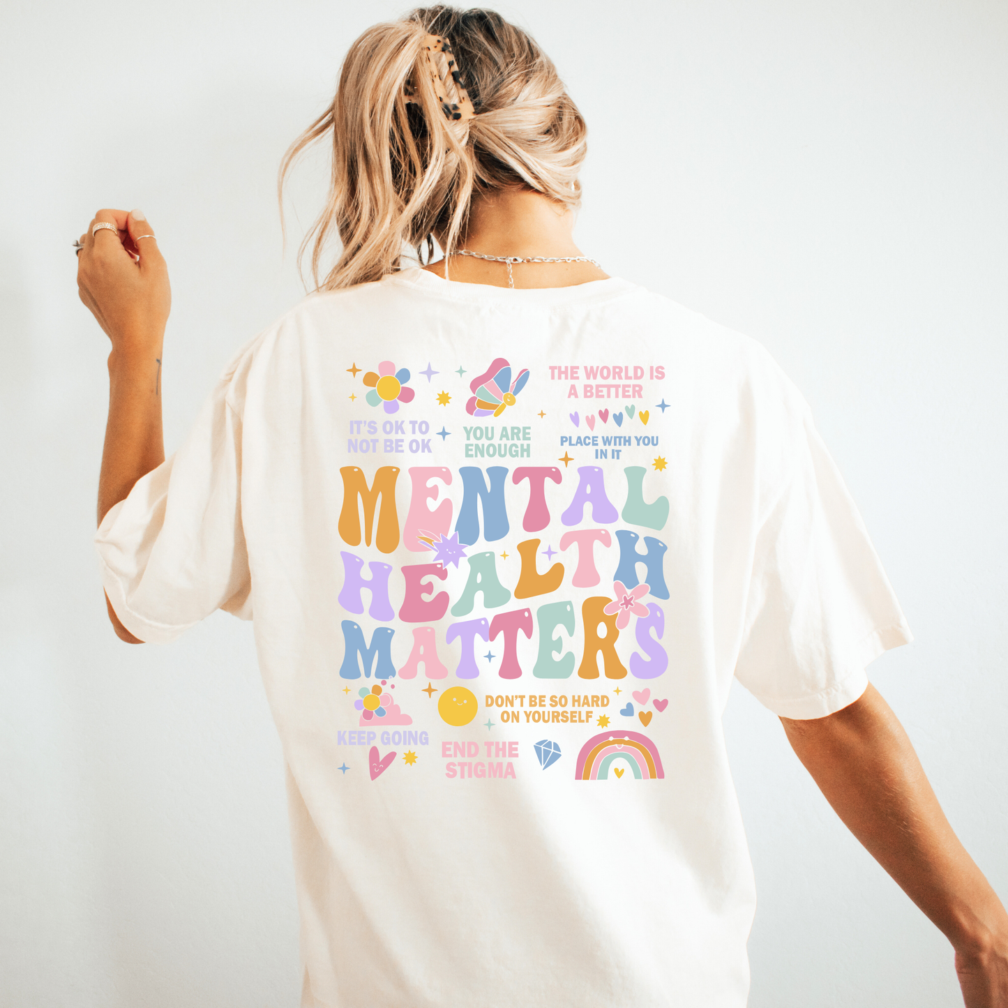Mental Health Matters Comfort Colors Tee | Positive Affirmation Shirt | End the Stigma | Retro Pastel Women’s T-Shirt
