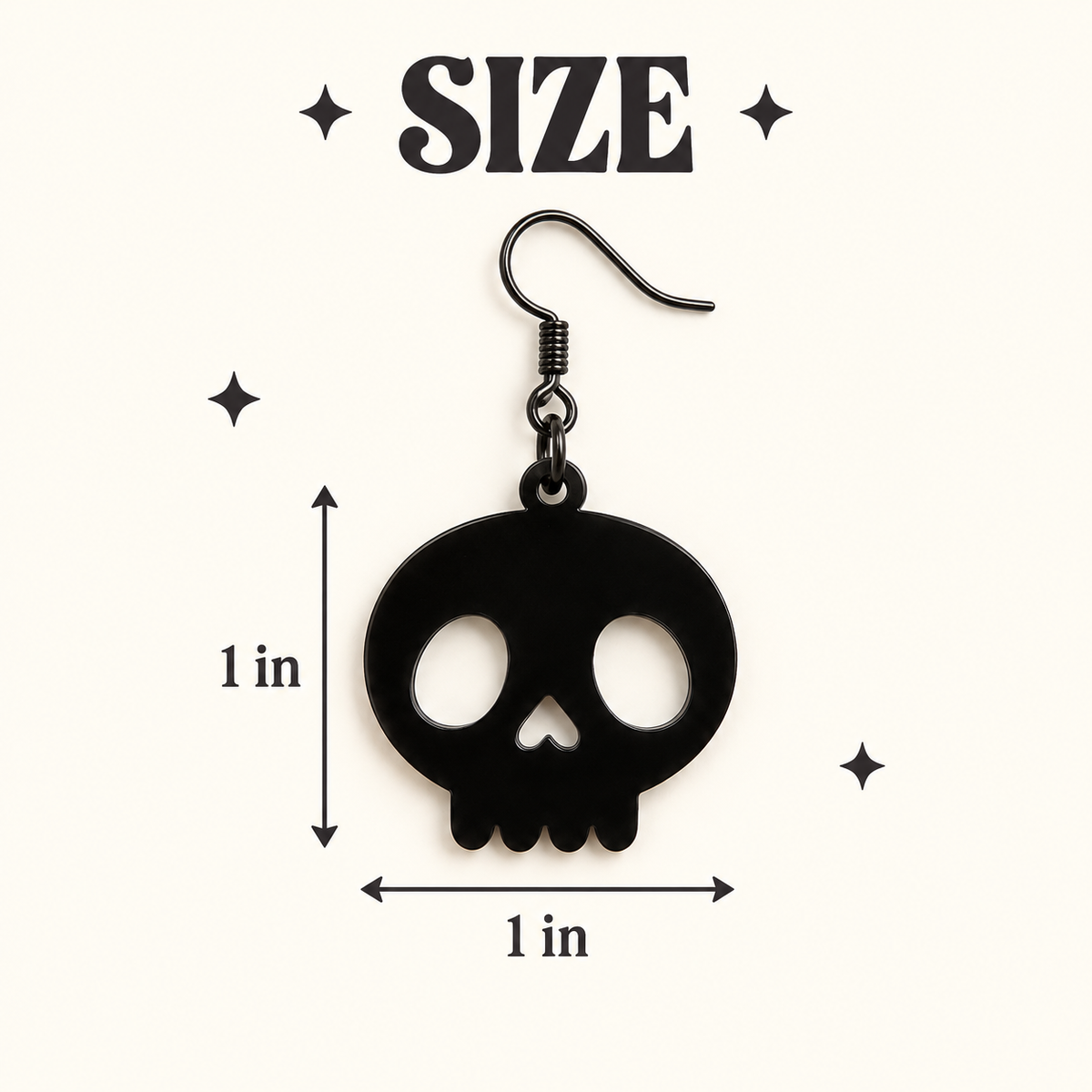 Mini Black Skull Earrings | Glossy Halloween Acrylic Earrings