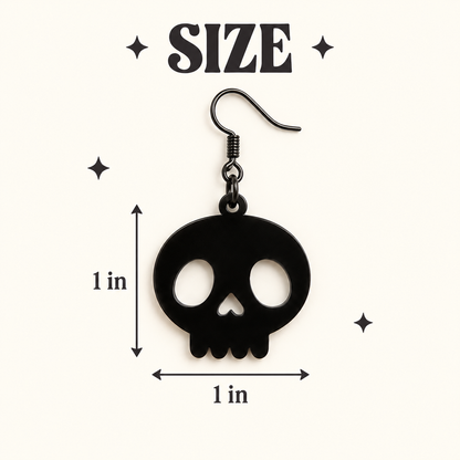 Mini Black Skull Earrings | Glossy Halloween Acrylic Earrings
