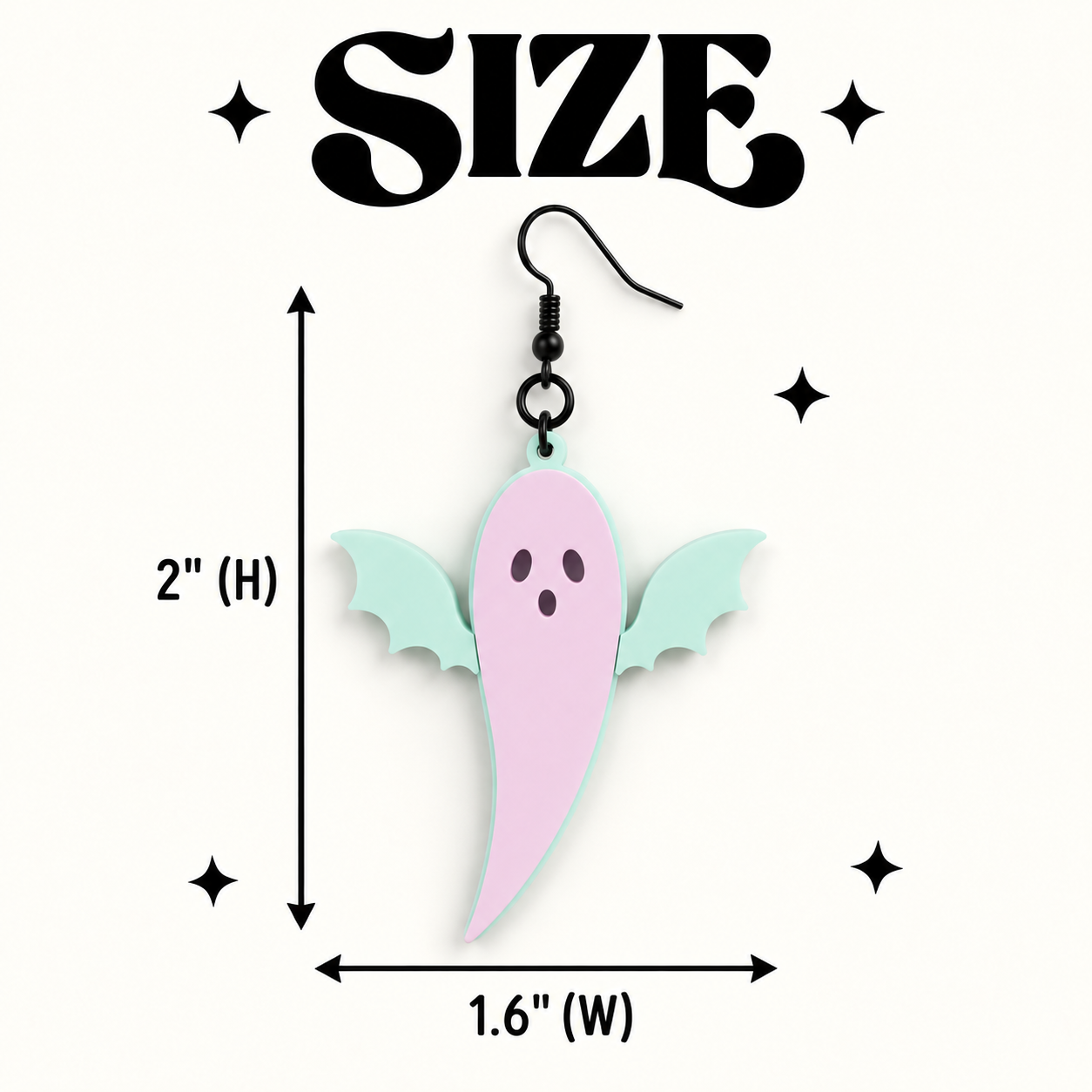 Dusty Rose Ghost Bat Earrings | Pastel Halloween Acrylic Earrings