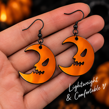 Midnight Prism Skull Moon Earrings | Iridescent Halloween Earrings