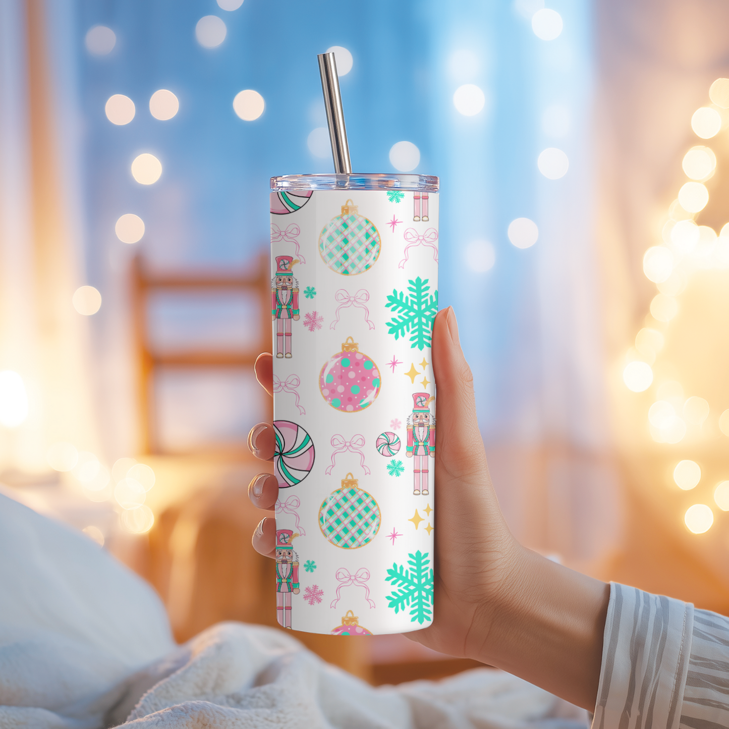 Nutcracker Tumbler | Pastel Ballet Christmas Aesthetic Cup | Stainless Steel Tumbler