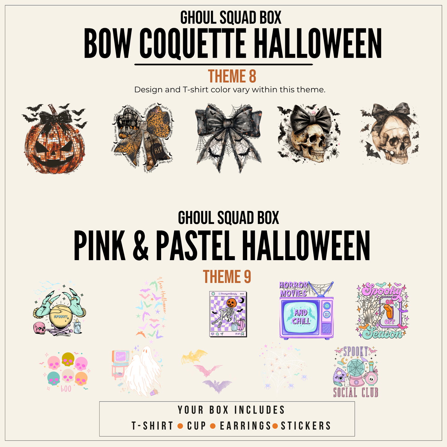 Ghoul Squad Halloween Gift Box | Women’s 5-Piece Apparel & Drinkware Set | T-Shirt, Tumbler, Earrings & Stickers