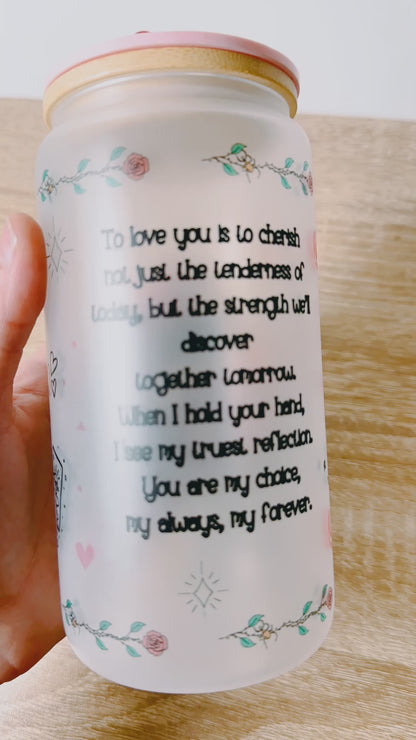 Personalized “The Lovers” Tarot Glass Can | Custom Couple Name Cup | Romantic Gothic Gift | 16oz Frosted Glass