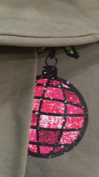 Grinch hand Christmas sweatshirt military green color