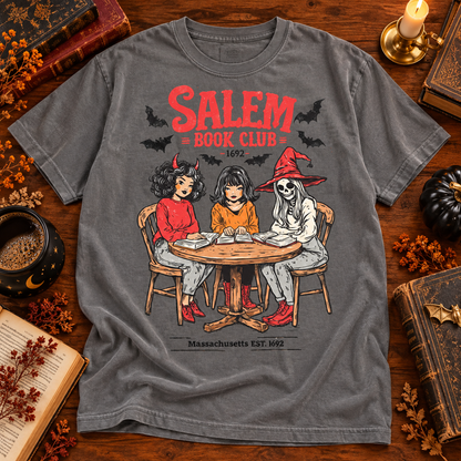 Gray Comfort Colors Halloween T-shirt featuring Salem Book Club Witches Reading