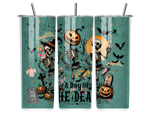 Spooky Beats & Skeleton Streets – 20oz Dancing Skeleton Halloween Tumbler