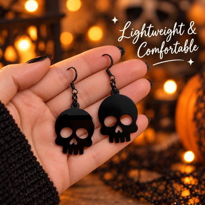 Black Skull Earrings | Spooky Halloween Acrylic Earrings