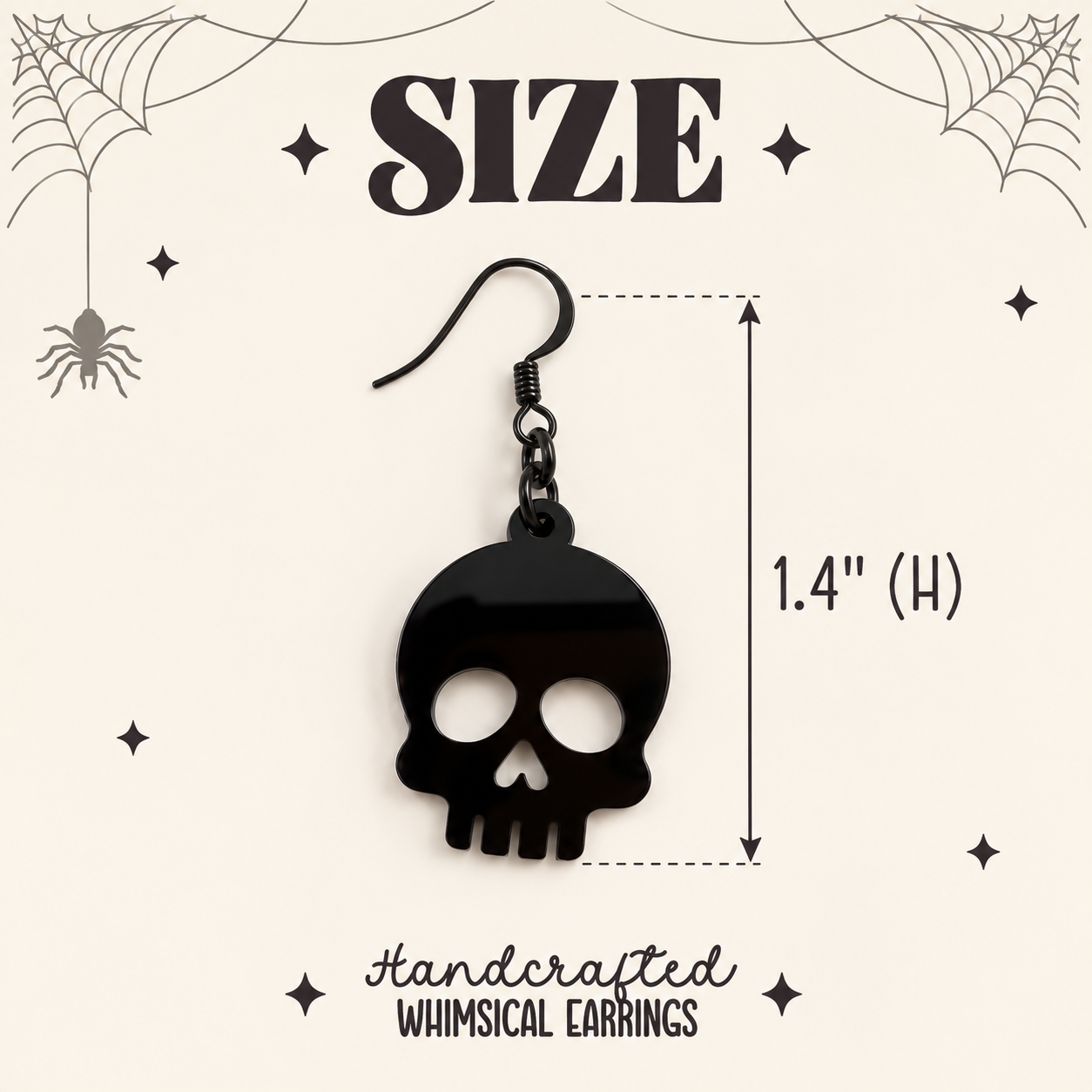 Black Skull Earrings | Spooky Halloween Acrylic Earrings
