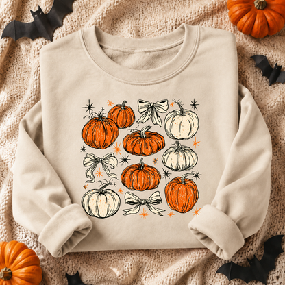 Pumpkin Patch Halloween Sweatshirt | Retro Pumpkin & Bow Crewneck