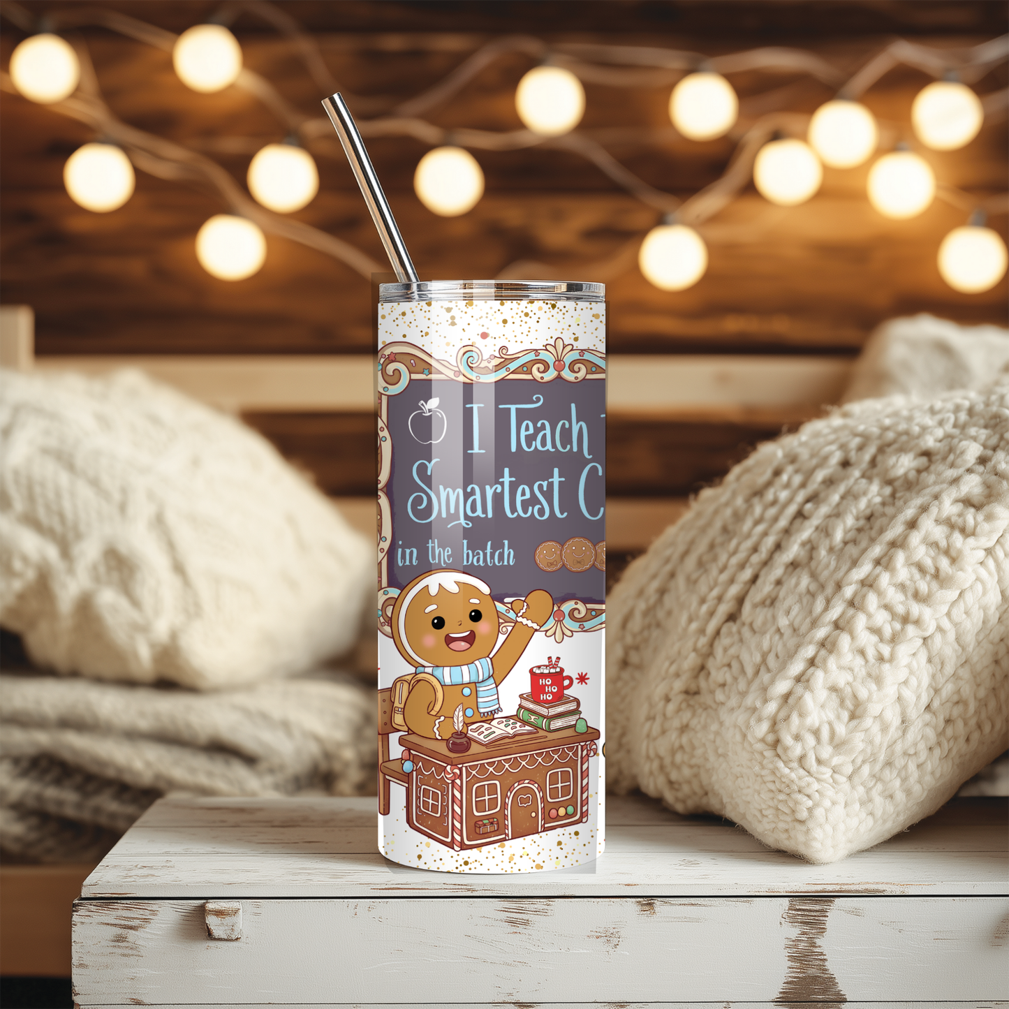 Personalized Teacher Tumbler | Smartest Cookies Cup | Custom Name Christmas Tumbler for Teachers