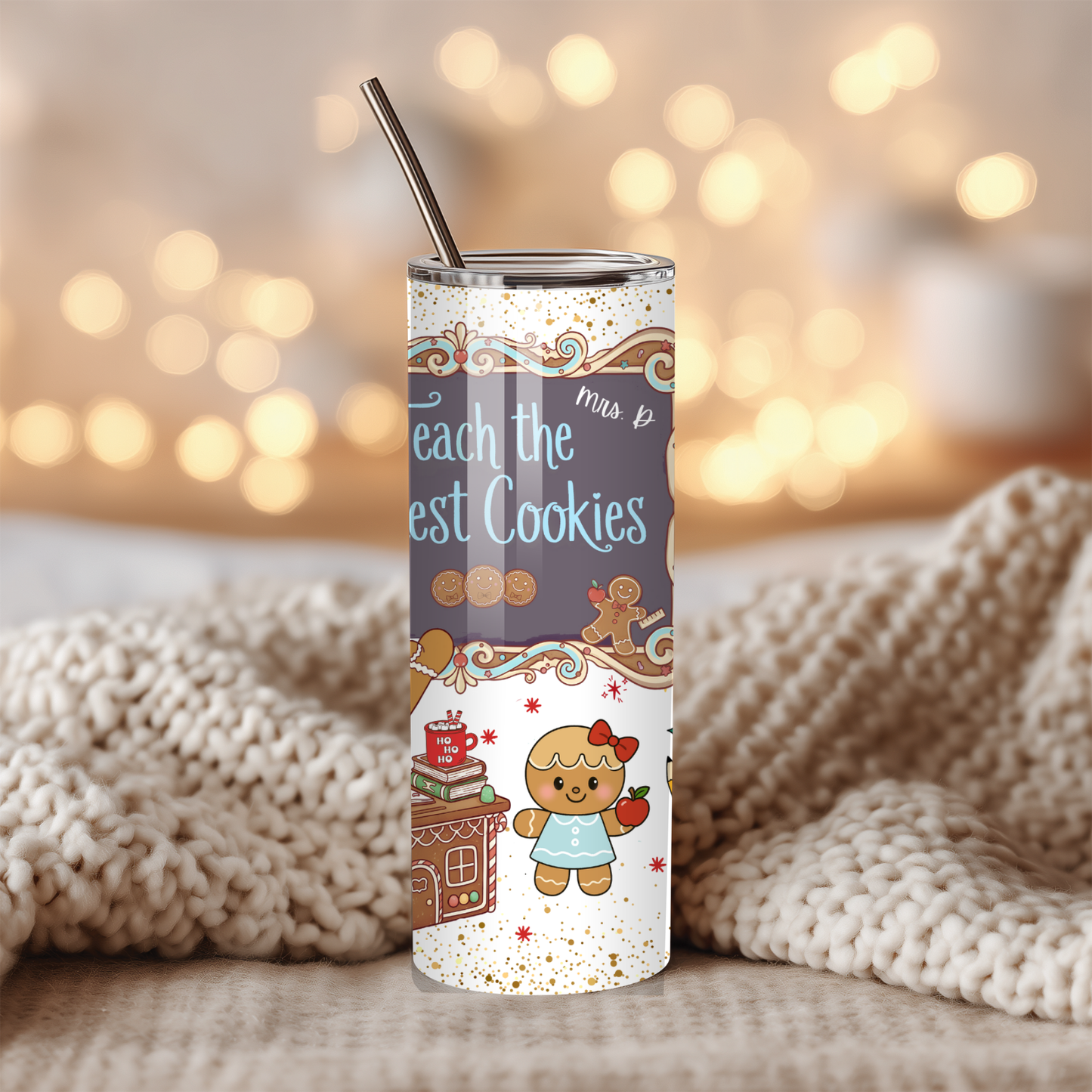 Personalized Teacher Tumbler | Smartest Cookies Cup | Custom Name Christmas Tumbler for Teachers