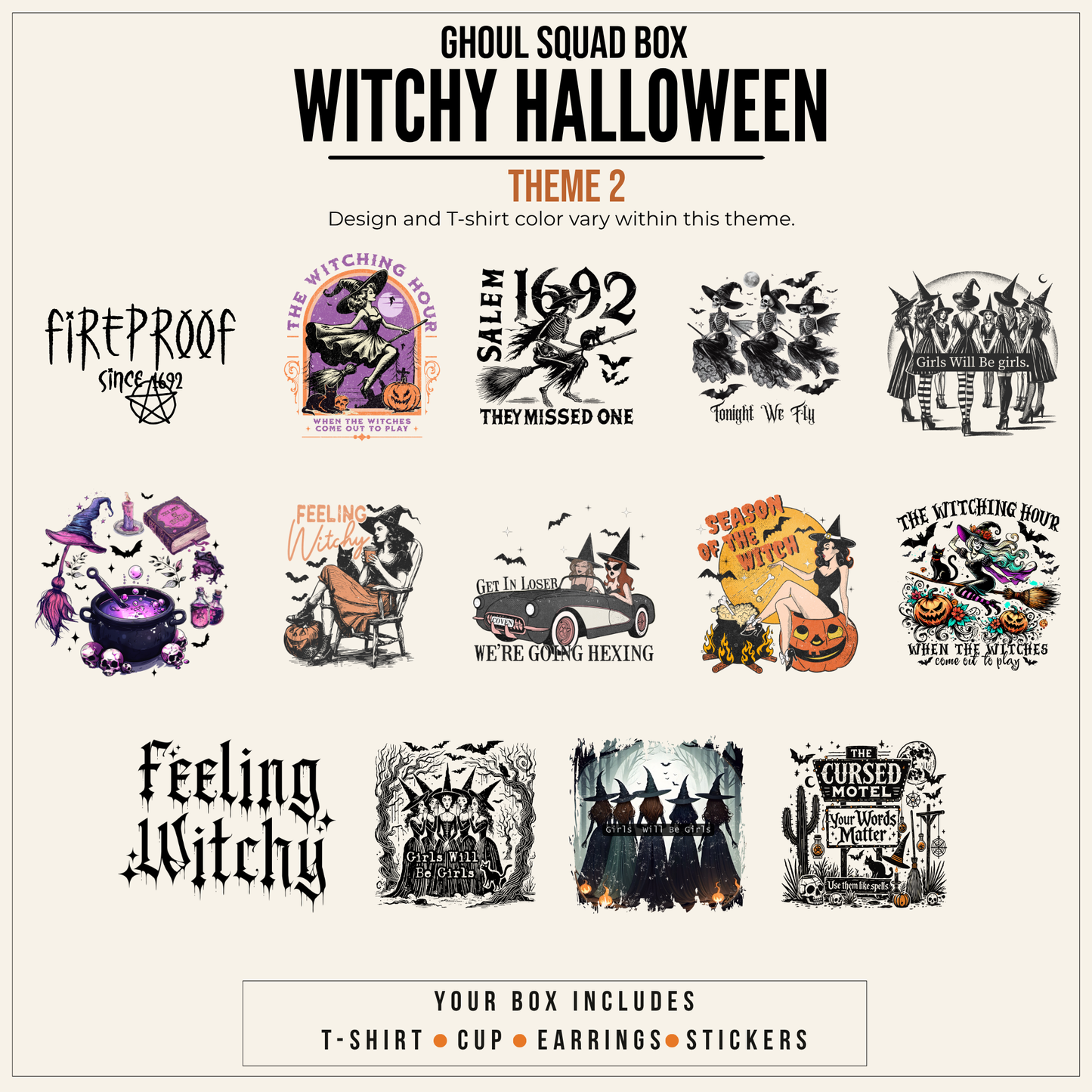 Ghoul Squad Halloween Gift Box | Women’s 5-Piece Apparel & Drinkware Set | T-Shirt, Tumbler, Earrings & Stickers